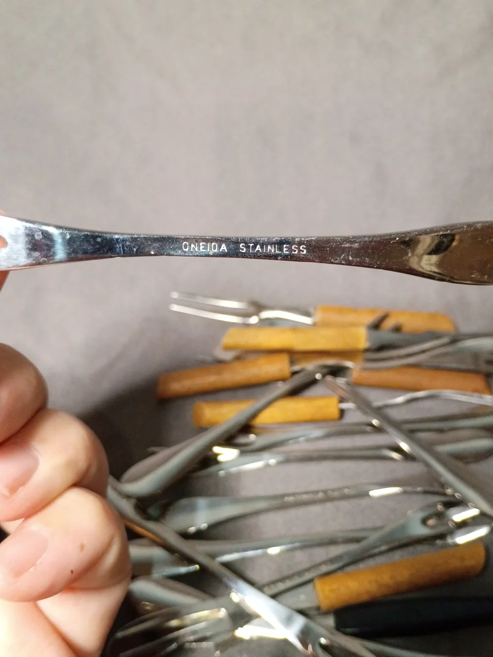 Stainless Steel Cocktail Picks with Wood Handles - Set of Forks